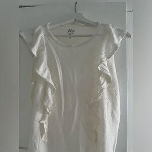 Off White Ruffle Tank Top